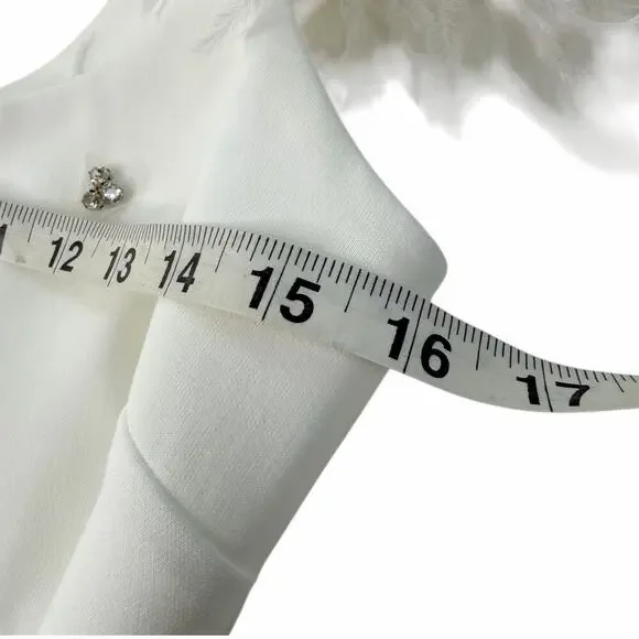 New Likely Cameron Feather Trim Crystal Embellished Minidress Size 4 - Picture 9 of 10